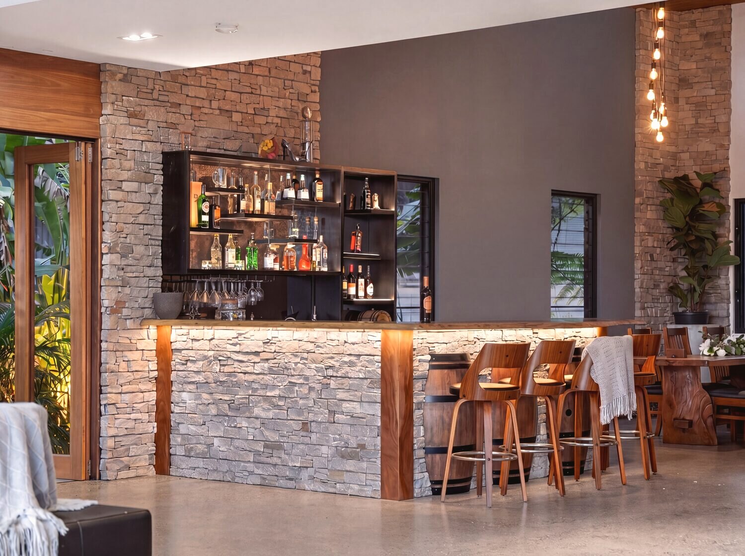 Stone entertaining bar and kitchen, Gumdale